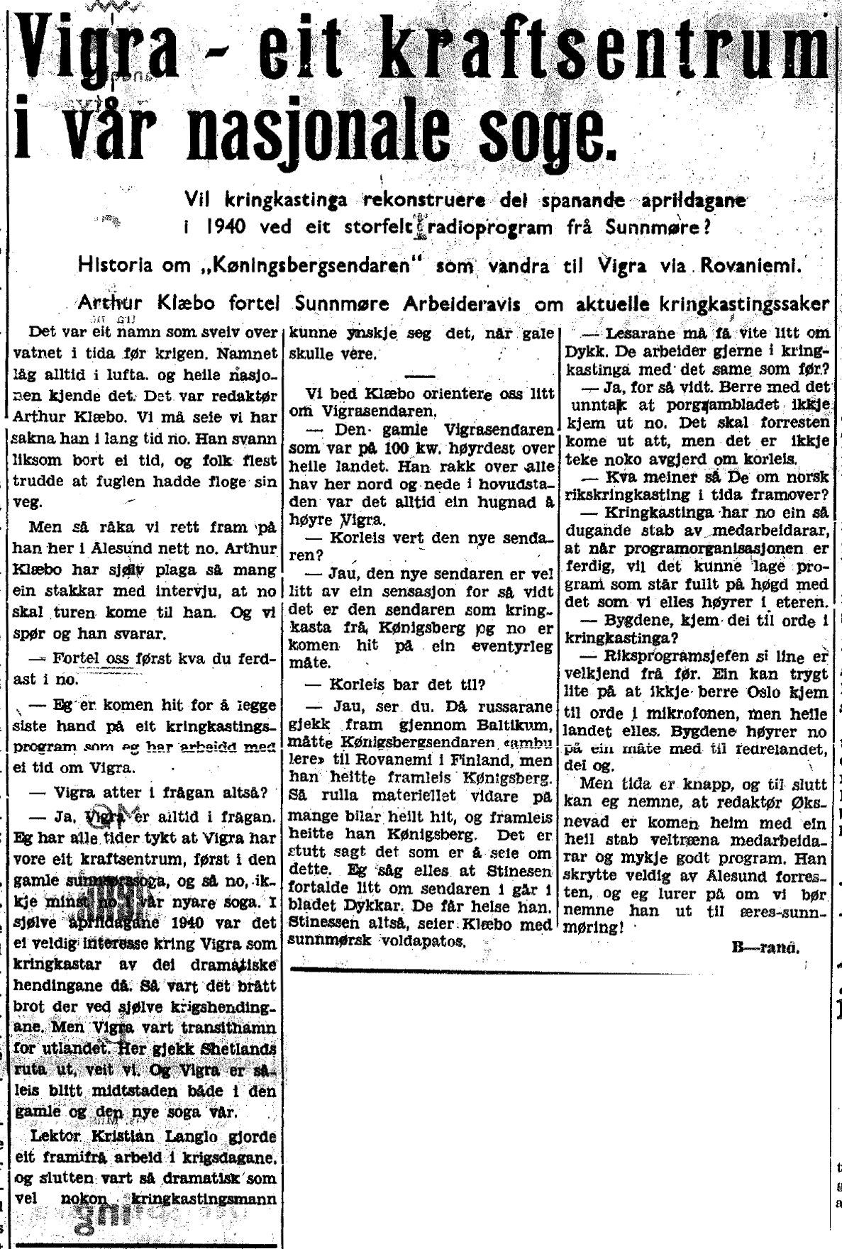 Sunnmøre Arbeiderblad 30. august 1945