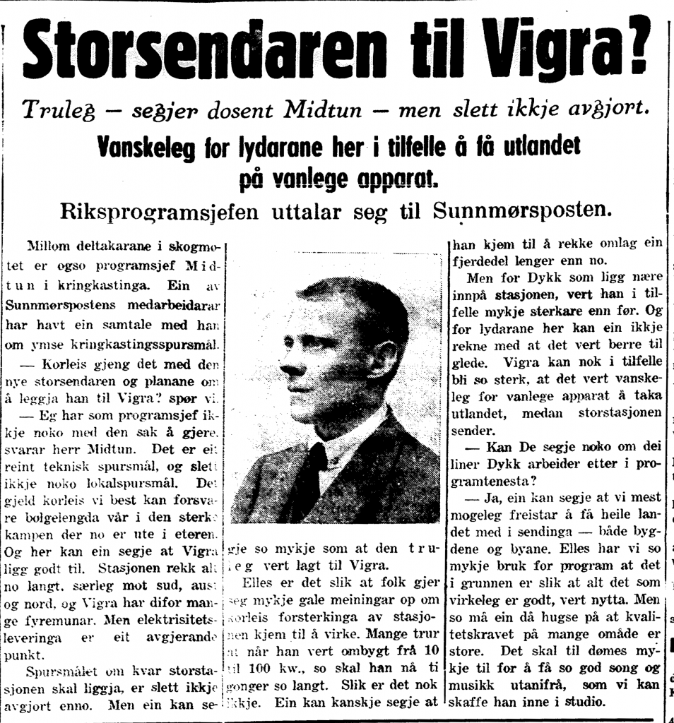 Bilete av utklipp frå Sunnmørsposten 31. mai 1938